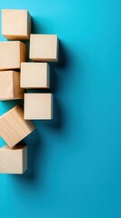 Aufkleber - Minimalist Growth Strategy Wooden Block Progression Visualizing Emerging Market Opportunities in Sustainable Business Development