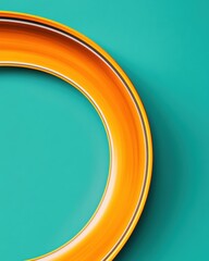 Poster - Minimalist Color Block Design Vibrant Orange Curved Surface on Teal Background - Contemporary Graphic Art Exploring Chromatic Harmony and Modern Aesthetic Principles