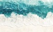 © Matoya - Aerial view of turquoise ocean waves crashing on sandy beach, background sky, for travel brochure
