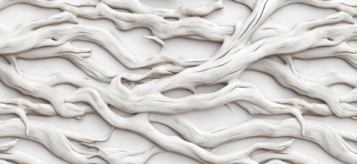 Poster - Textured white driftwood background with intricate organic patterns and shapes