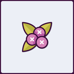 Poster - Stylized berries arrangement with cross symbols, set against a simple leaf base
