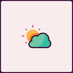 Poster - Whimsical Weather Icon with Sun and Cloud: Creative Vector Design Element