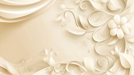 Poster - Decorative floral design with swirling shapes and delicate white flowers