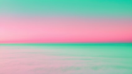 Poster - Surreal predawn clear sky featuring a pink horizon and green atmosphere. Soft pink and green gradient of dawn sky. Background of day starting. Heaven in the early morning with space for text.