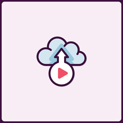 Poster - Creative digital media streaming icon design with cloud and play element