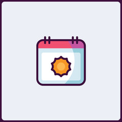 Poster - Stylized calendar icon with sunburst emblem for scheduling summer events