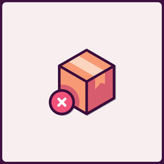 Poster - Rejected package concept with x symbol, parcel delivery issue illustration