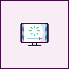 Fototapete - Stylized computer monitor icon representing data loading or buffering stage