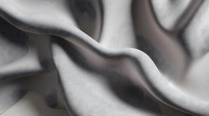 Poster - Elegant white fabric displaying a striking black and white pattern through innovative linear design in a bright workshop setting.