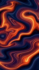 Poster - A colorful abstract painting with orange and blue swirls. The painting is very detailed and has a lot of texture