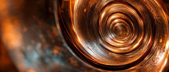 Poster - Copper and Bronze Spiral, a mesmerizing display of metallic swirls in rich hues, softly glowing with blurred edges, evoking a sense of depth and elegance in a noir-inspired ambiance.