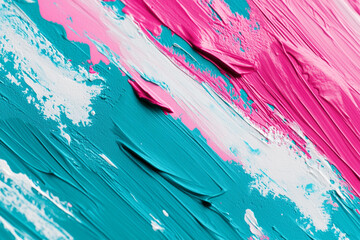 Poster - Abstract colorful painting texture pink blue white strokes art bold brush style image design canvas