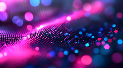 Poster - Soft pink and blue background displaying a smooth iso-grid pattern in an abstract art piece creating a calming and serene atmosphere.
