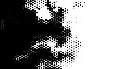 Poster - black and white abstract transition pattern with hexagon shape. smooth motion effect for modern back