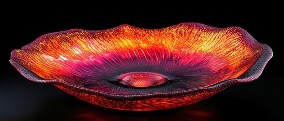 Poster - Ruby Flame Vortex, swirling ruby and deep crimson spirals, vibrant core radiance, gentle gradient edges dissolving into rich, textured black background.