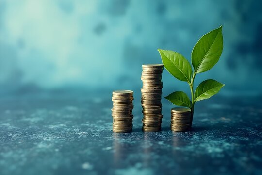 Stacks of coins. Financial planning, investment, and achieving monetary goals concept. Business background