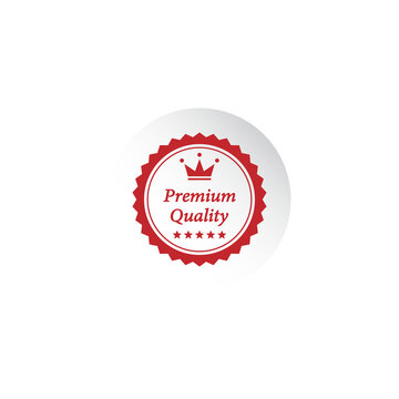 illustration of trendy red badge - premium quality on a checkerboard transparent background