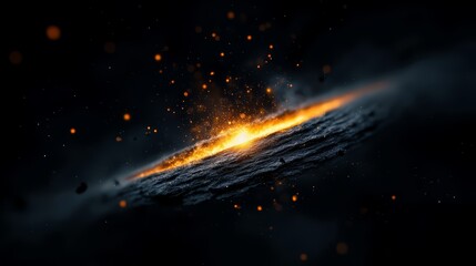 Aufkleber - Black and orange image of a fiery explosion in space. The image is a representation of the vastness and beauty of the universe, with the explosion symbolizing the power
