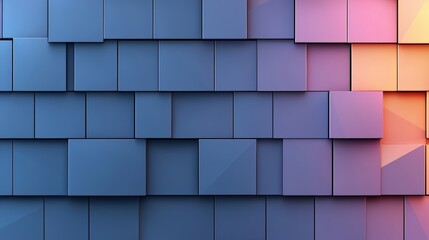 Fototapete - Blue and pink wall made of square blocks. The blue blocks are arranged in a pattern, and the pink blocks are in the middle of the wall. The wall has a modern and abstract feel to it