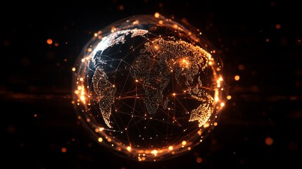 Poster - Illuminating global connections digital world visualization cyber environment aerial view glowing distribution paths
