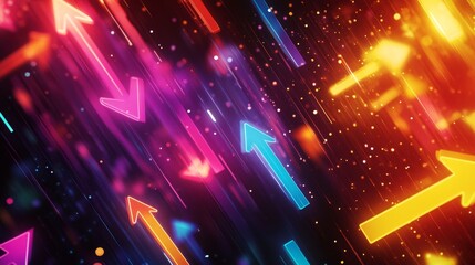 Poster - Dynamic neon geometry art digital space graphic design virtual environment bird's eye view bold glowing aesthetics