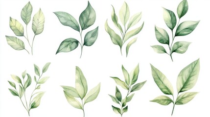 Poster - Create stunning botanical art online studio watercolor green leaves vibrant environment gigapixel quality