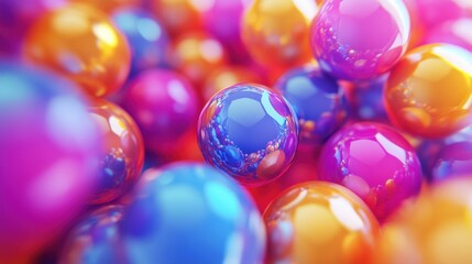 Poster - Abstract background of colorful glossy spheres AI Generative