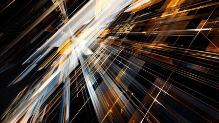 Poster - This abstract image captures dynamic lines and radiant lights, creating a sense of motion and depth. The bright colors and sleek design evoke modern art concepts, perfect for creative projects.