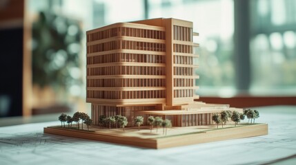 Poster - Creating a gigapixel wooden scale model of a modern office building studio architectural model contemporary office design indoor design concept