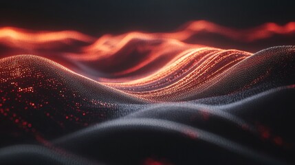 Poster - Visualize abstract waves of digital data flowing over a gigapixel landscape digital art virtual environment futuristic concept