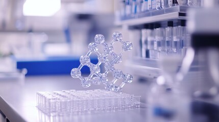Poster - Exploring advanced dna structure model research lab scientific visualization laboratory close-up genetic engineering