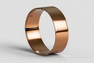 Poster - A close-up studio shot of a shiny, seamless rose gold metal ring, beautifully isolated against a clean, neutral white backdrop with soft, even lighting.