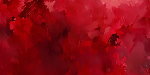 Fototapete - Red abstract painting creating dynamic shapes with brushstrokes
