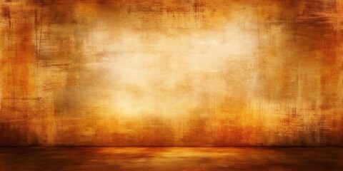 Poster - empty room with grunge golden wall and floor background illuminating creating warm atmosphere