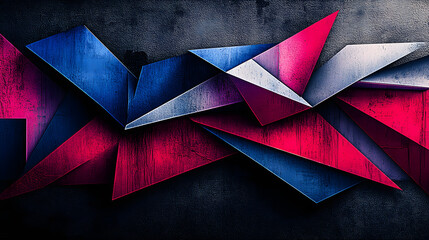 Poster - A bold abstract design showcasing a captivating combination of red and blue colors layered creatively to evoke dynamic emotions.