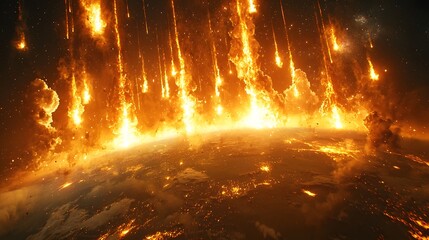 Wall Mural - cinematic view of earth during mesmerizing meteor shower reflecting celestial beauty