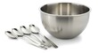 © Awan - Shiny Stainless Steel Bowl and Four Spoons on a White Background