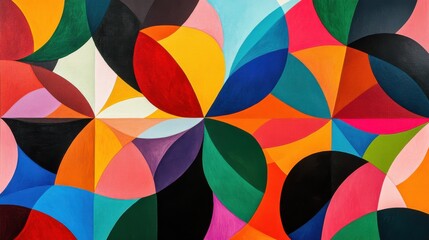Poster - The abstract pattern features a kaleidoscope of vibrant geometric shapes intertwining in a symphony of bold colors, creating a visually stimulating and dynamic visual experience.
