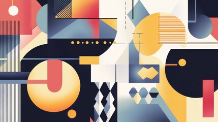 Poster - An abstract flat vector design featuring an array of geometric shapes