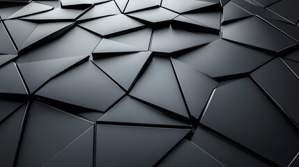 Poster - Dramatic black background with numerous small pieces of glass creating a unique polygon design featuring contrasts and visual textures.