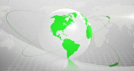 Poster - Animation of green globe showing digital connections on world map background