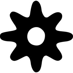 Poster - Black flower with round center shows abstract nature design with floral element and decorative shape for graphic resource symbol or icon