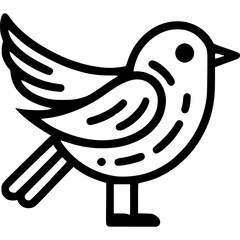 Poster - Bird outline vector illustration of a small bird with a round body small beak and simple wing design in black and white line art perfect for logos and icons