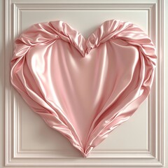 Aufkleber - Romantic Heart of Pink Silk: A Luxurious Expression of Love on a Classic White Paneled Wall