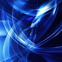 Poster - Abstract blue background with curved lines and light effects, perfect for technology and futuristic designs.