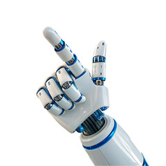 Poster - Robotic hand pointing, futuristic technology concept.