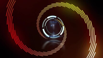 Poster - Animation of glowing red and yellow lines forming futuristic circular interface