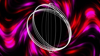 Poster - swirling red and pink animation with abstract white lines over black background