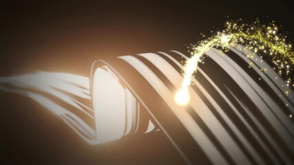 Poster - Swirling golden sparkles over abstract black and white striped background animation