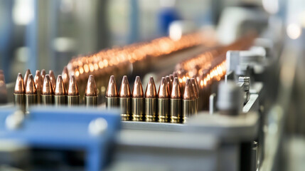 Poster - Production line of bullets in an ammunition factory Generative AI